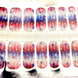 Patriotic Red White and Blue Glitter Stars nail wraps